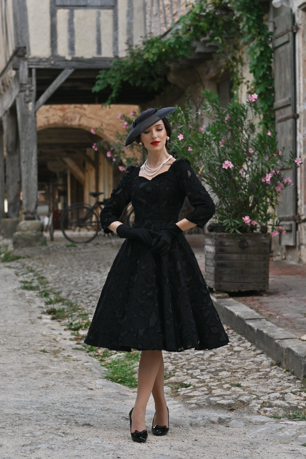 Noir Floral Swing Dress in Extended Sizing